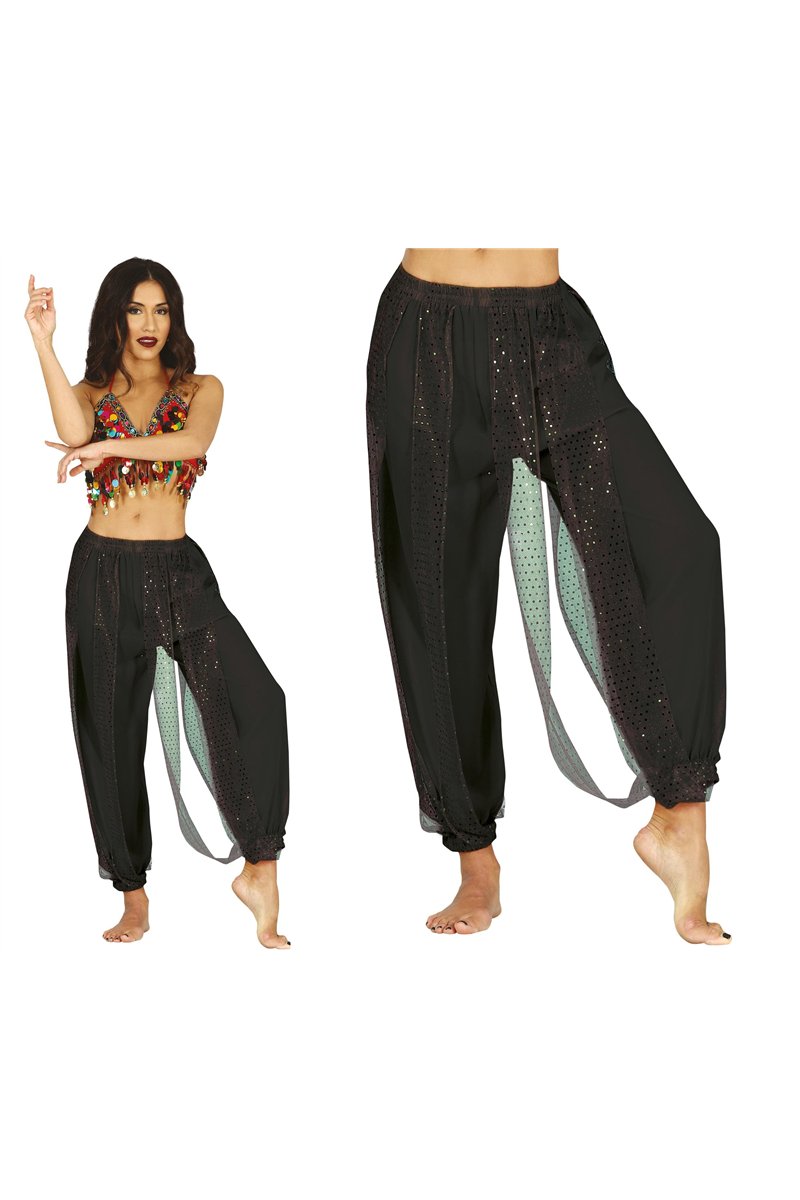 BLACK BELLY DANCE PANTS, ADULTS 42-44 (L)
