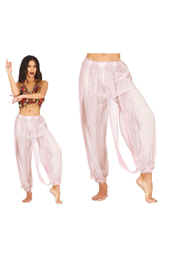 WHITE BELLY DANCE PANTS, ADULTS 38-40 (M)
