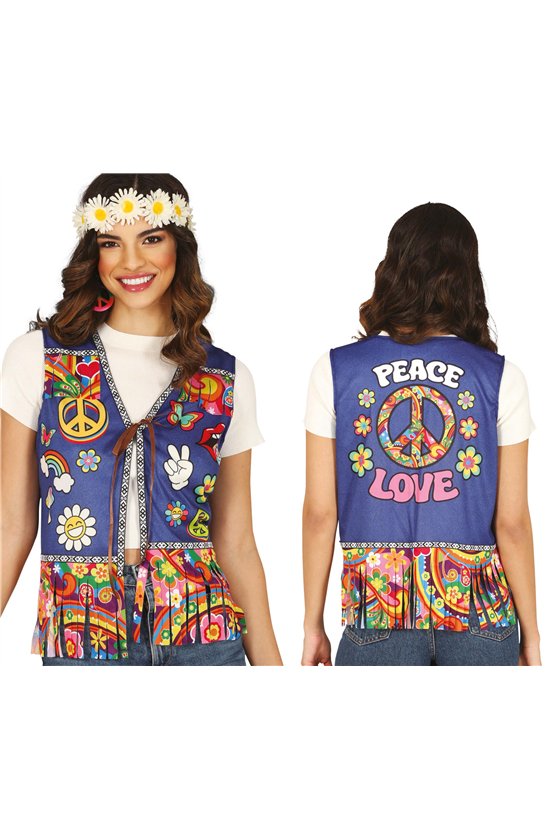 PEACE & LOVE HIPPIE VEST, ADULTS
