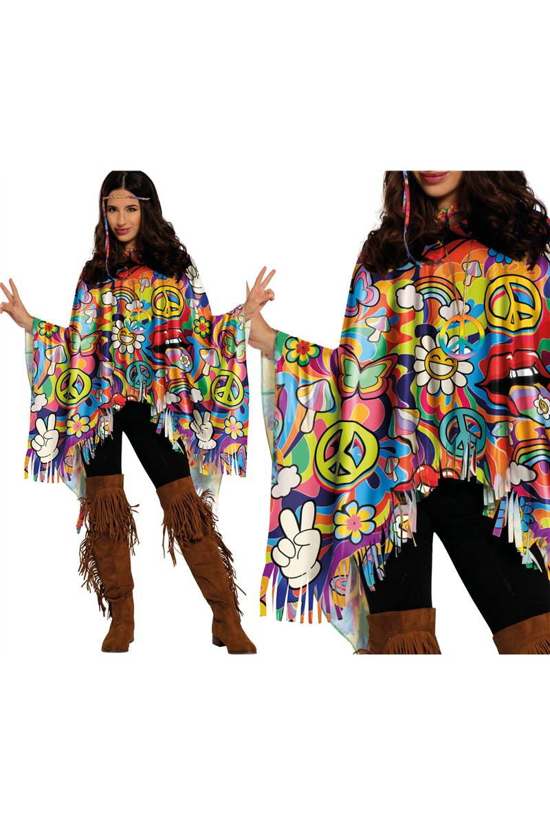 PEACE HIPPIE PONCHO, ADULTS