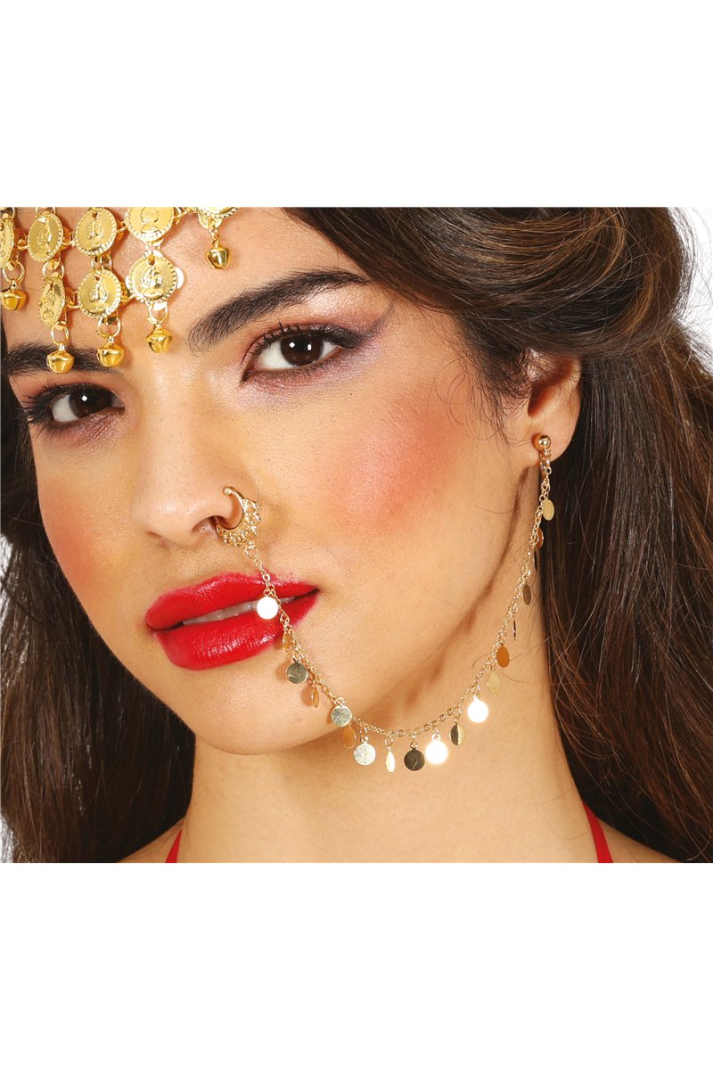 FAKE PIERCING NOSE EAR WITH CHAIN, ADULTS