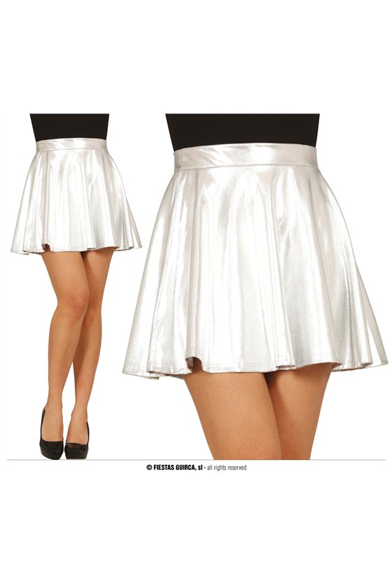 METALLIC SILVER SKIRT, WOMEN, 42-44 (L)