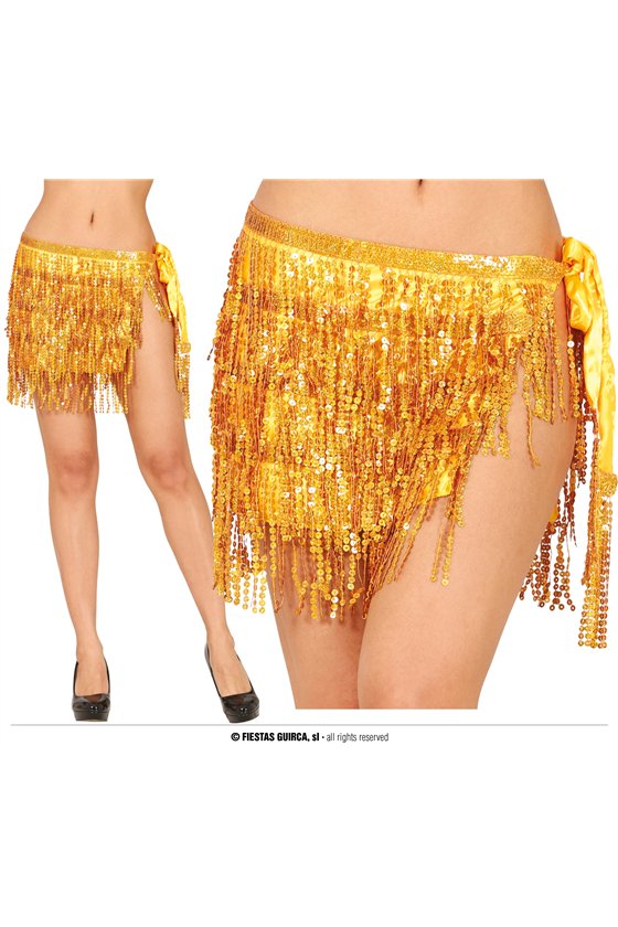 GOLD SEQUIN FRINGE WAIST SKIRT, ADULTS