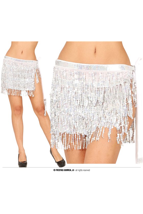 SILVER SEQUIN FRINGE WAIST SKIRT, ADULTS