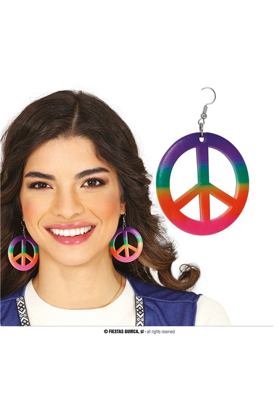 COLORFUL HIPPIE PEACE EARRINGS, ADULTS