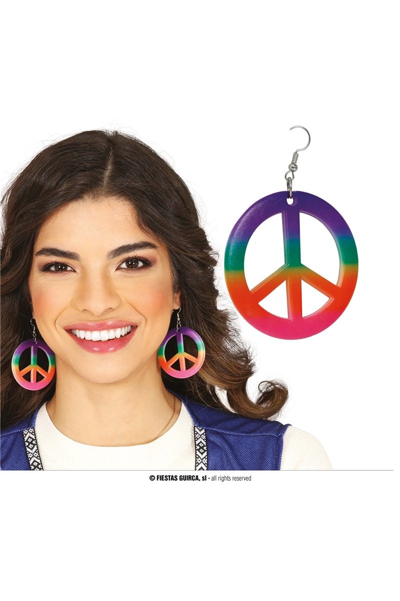 COLORFUL HIPPIE PEACE EARRINGS, ADULTS