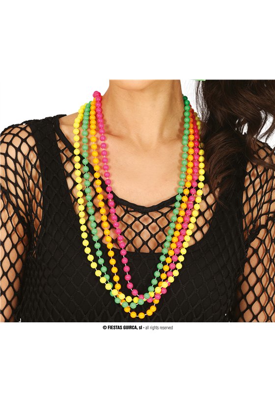 SET OF 4 NEON BEADS NECKLACES, ADULTS