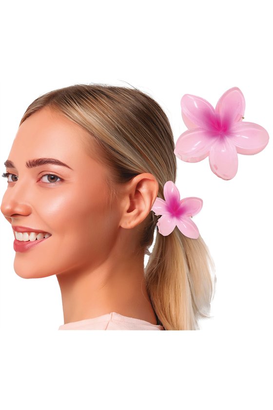 PINK HAIR FLOWER CLIP, 8 CMS, PVC