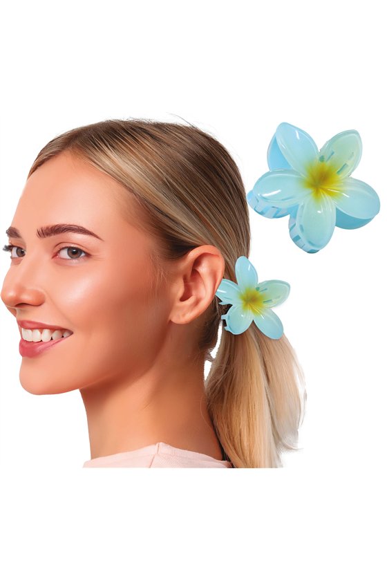AQUAMARINE HAIR FLOWER CLIP, 8 CMS, PVC