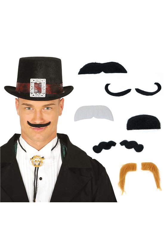 BLISTER 6 ASSORTED MOUSTACHES 