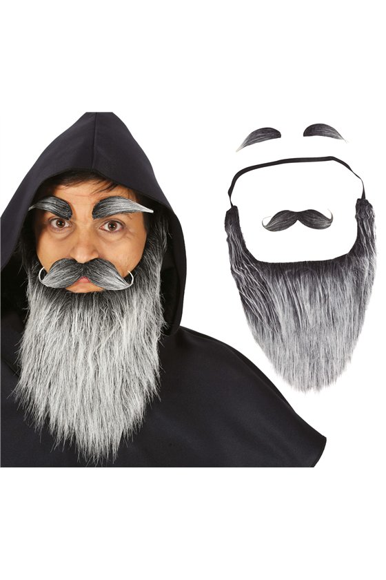 LONG GREY BEARD WITH MOUSTACHE AND EYE-B