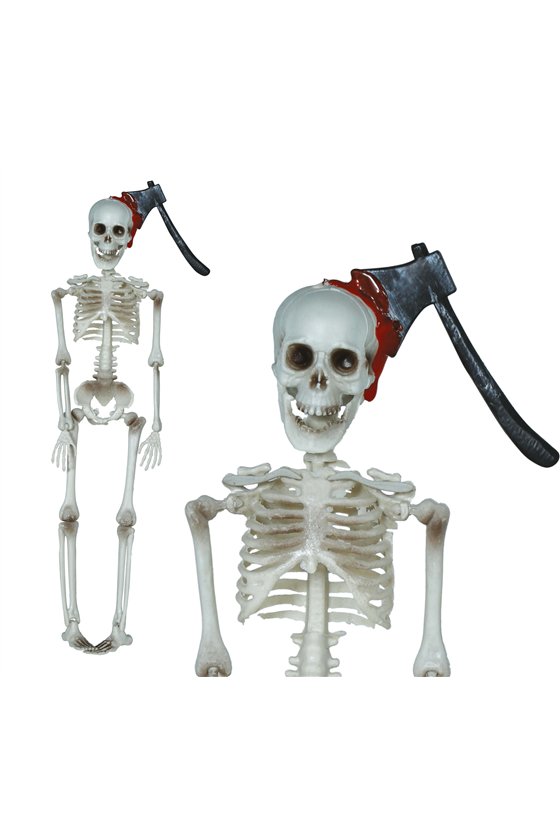 HANGING SKELETON WITH AXE 40 CM