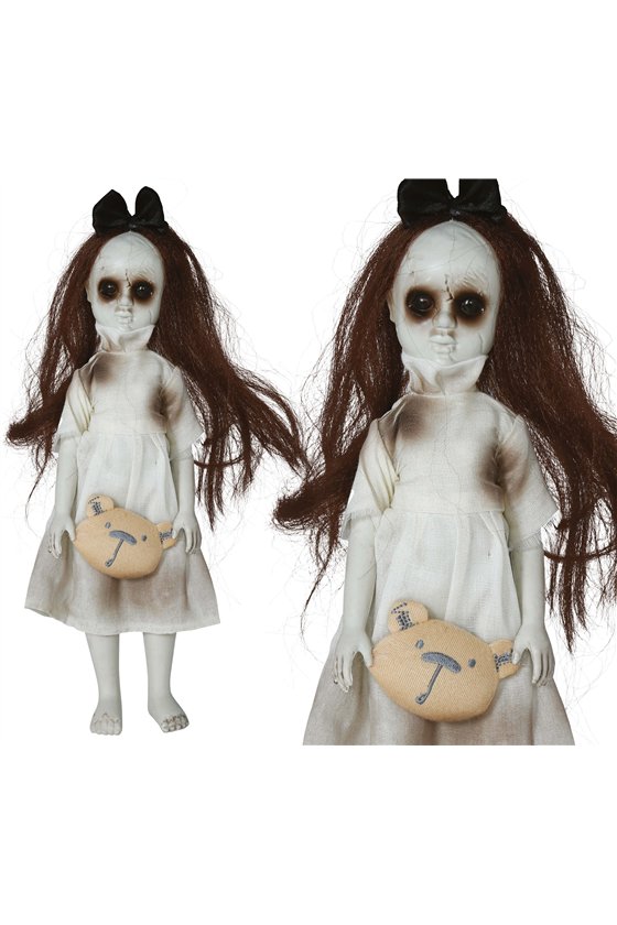 HANGING GIRL WITH STUFFED ANIMAL, 30 CM