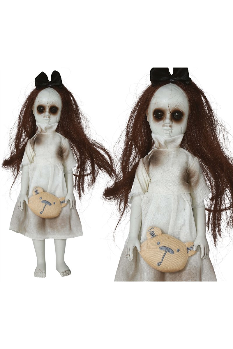 HANGING GIRL WITH STUFFED ANIMAL, 30 CM