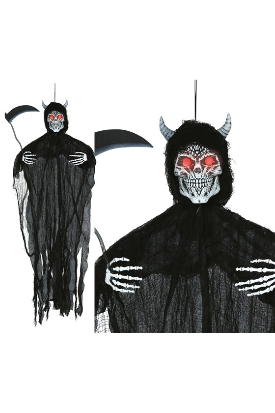 HANGING DEMON SKELETON WITH LIGHT AND SOUND 130 CM