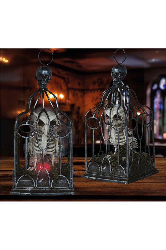 SKELETON OWL IN CAGE LIGHT SOUND AND MOVEMENT 33 C