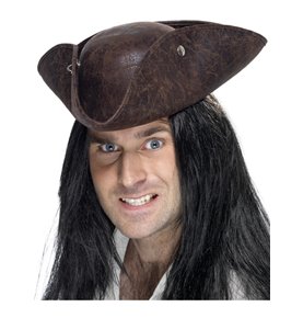 Pirate Tricorn Hat, Brown
