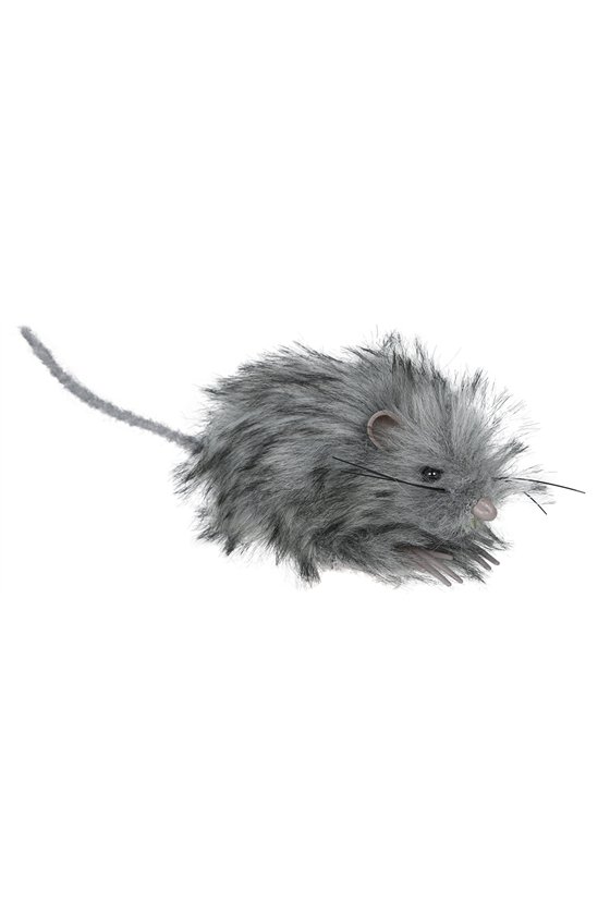 GREY FLUFFY MOUSE 11 CM