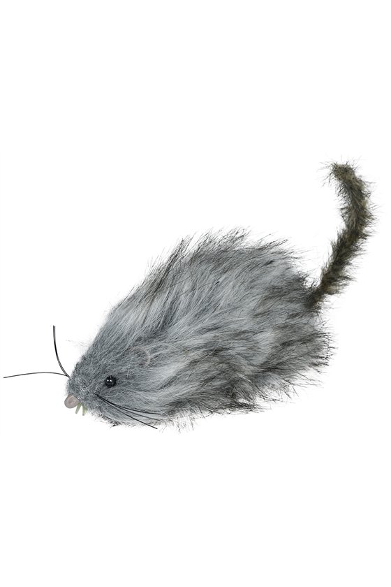 GREY FLUFFY RAT 16 CM