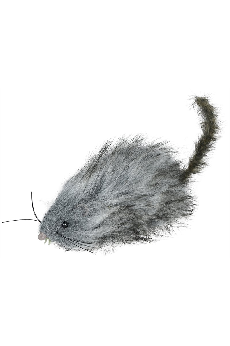 GREY FLUFFY RAT 16 CM