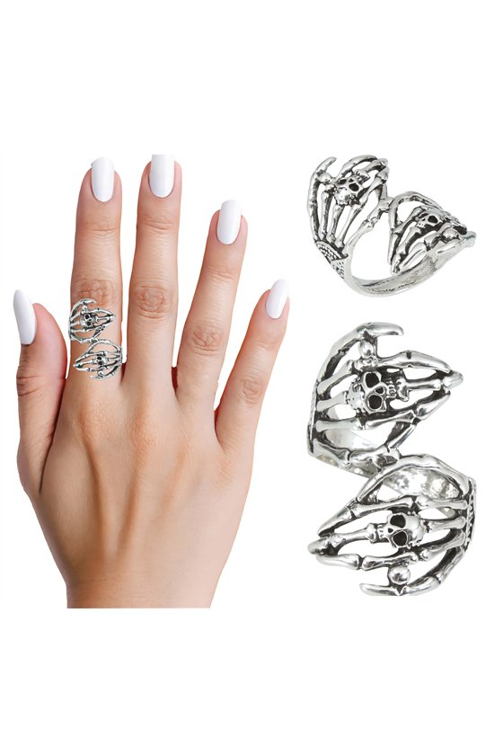 SKELETON HAND RING METAL