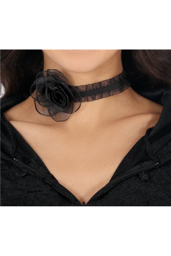 BLACK ROSE CHOKER