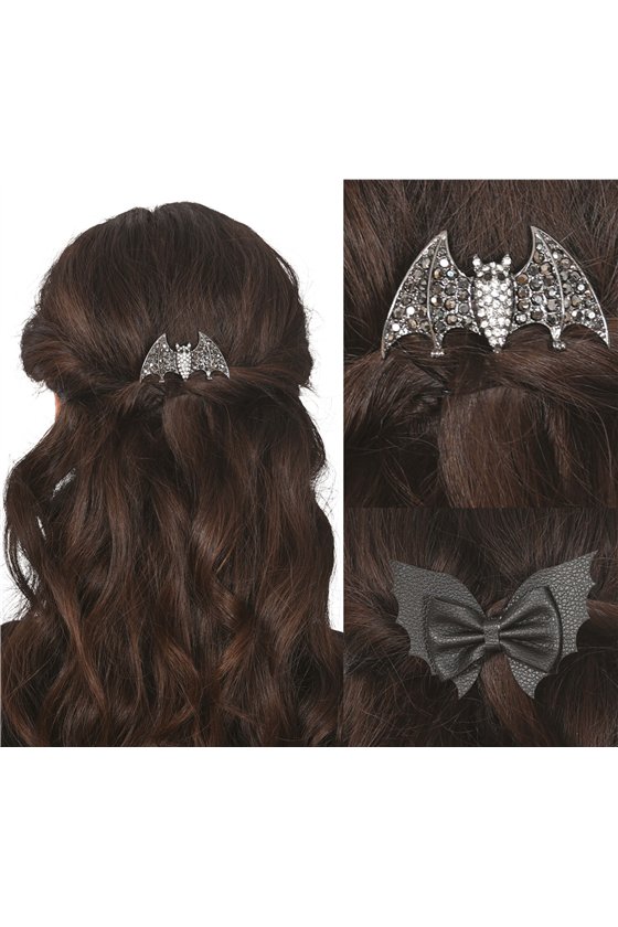 2 BAT HAIR CLIPS, 6 AND 9 CM