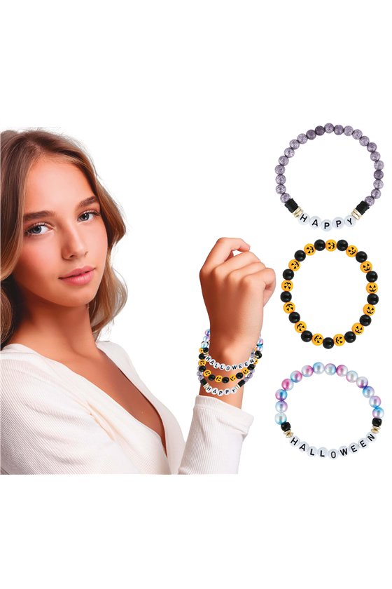 SET OF 3 LILAC HALLOWEEN BRACELETS