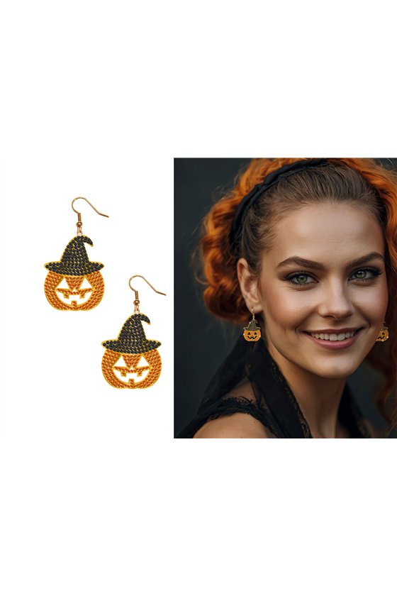 PUMPKIN EARRINGS WITH BEADS, 2 CM