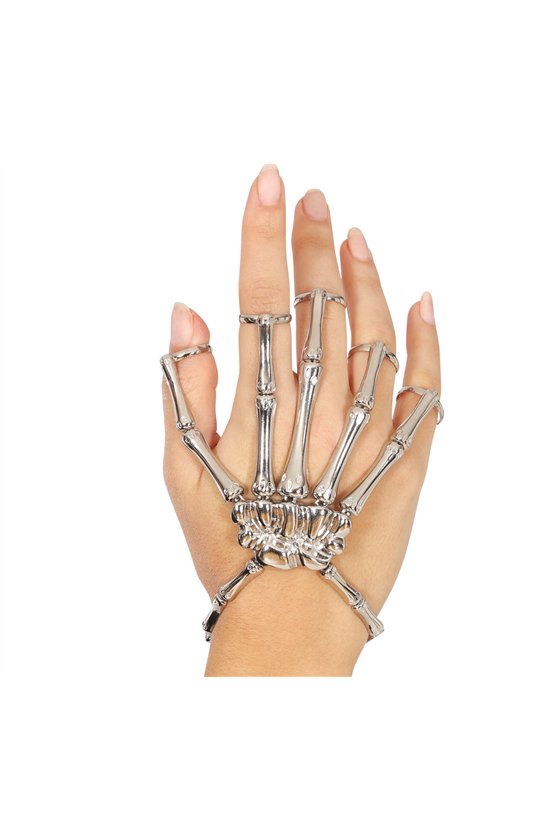 SKELETON RING BRACELET SILVER METAL
