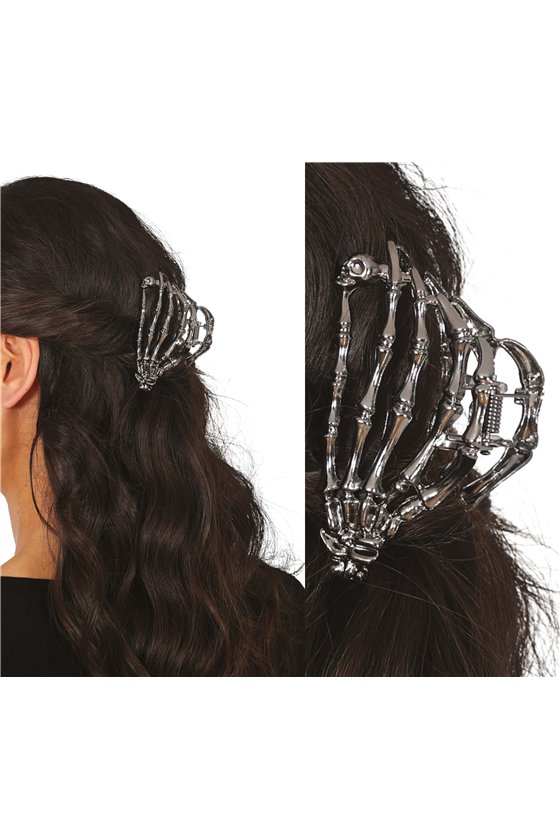SKELETON HAND HAIR CLIP METAL, 8.5 CM