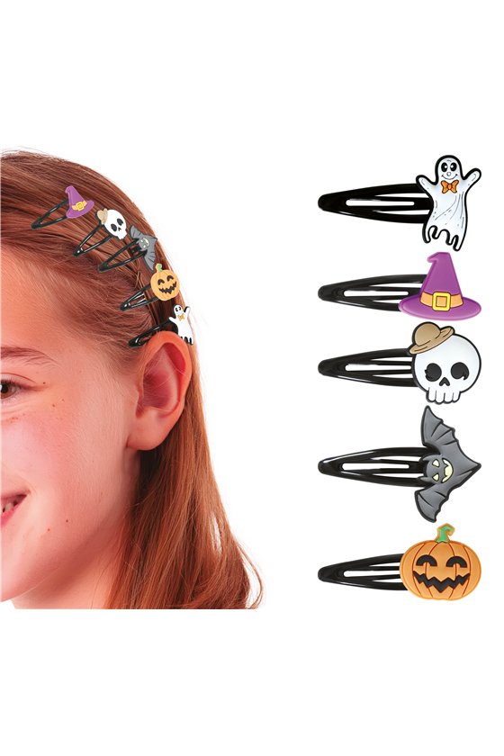 SET OF 5 HALLOWEEN HAIR CLIPS, ADULT
