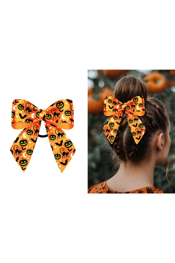 ORANGE HAIR BOW WITH ELASTIC, ADULT