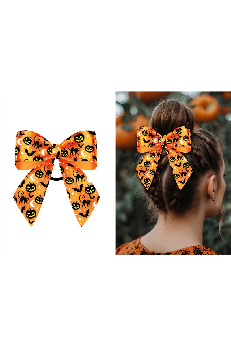ORANGE HAIR BOW WITH ELASTIC, ADULT