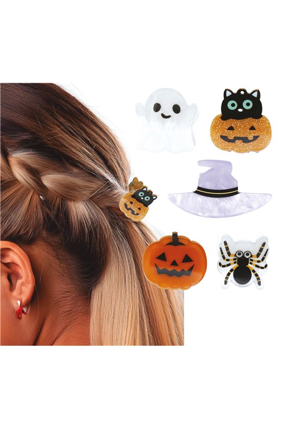 SET OF 5 ASSORTED HALLOWEEN CLAW CLIPS