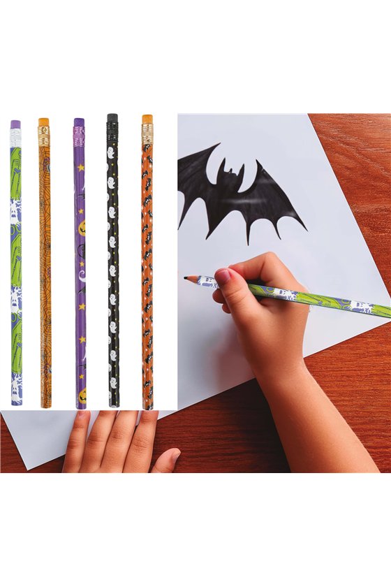 BAG OF 12 HALLOWEEN PENCILS, 18.5 CM