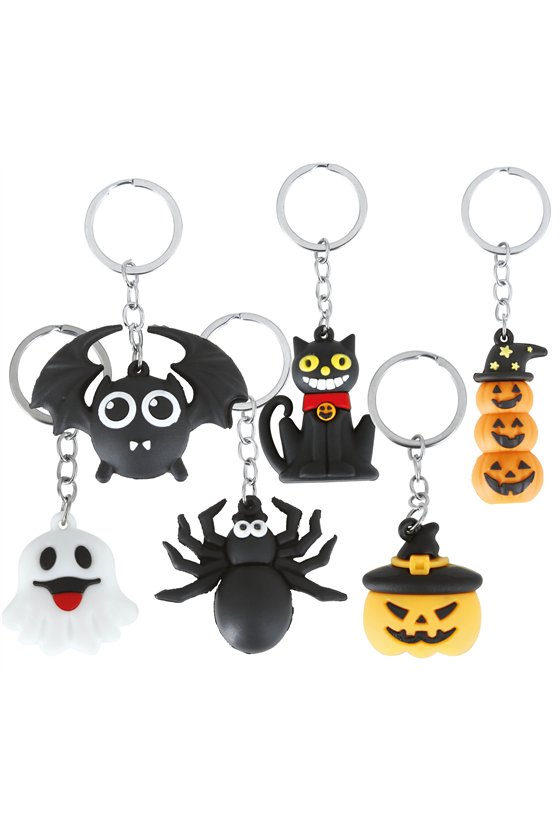BAG OF 6 HALLOWEEN KEYCHAINS, 4.5 CM