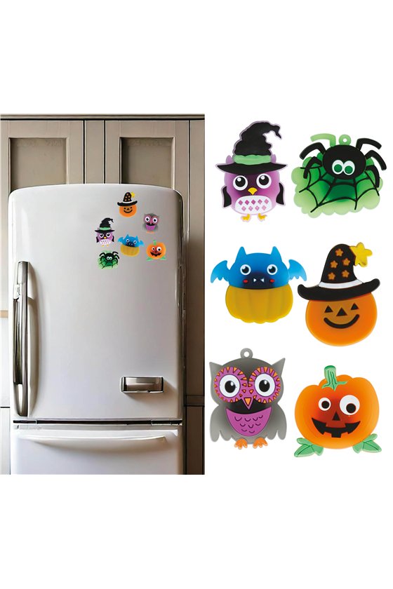 DISPLAY OF 24 ASSORTED HALLOWEEN MAGNETS, 4.5 CM