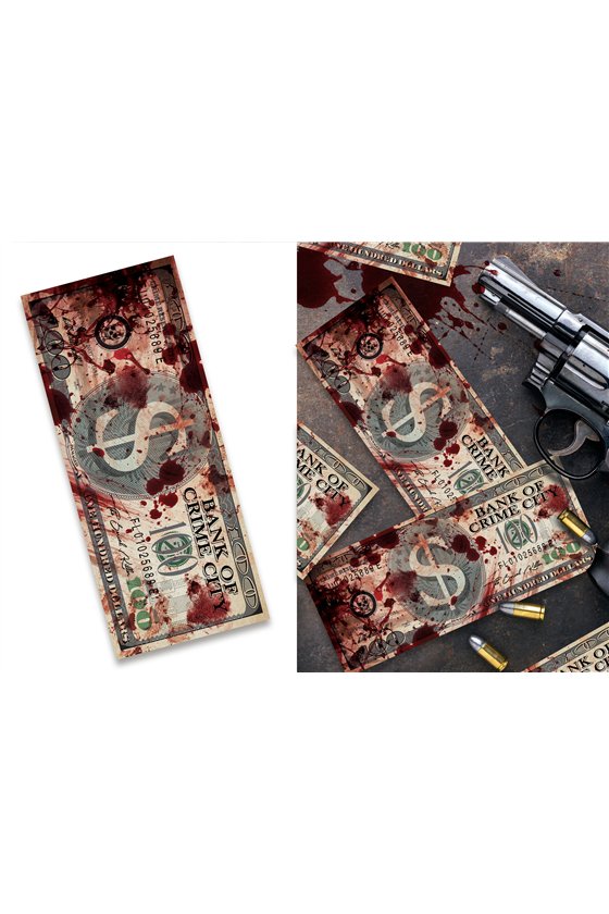 75 BLOOD-STAINED BILLS, 6X15 CM