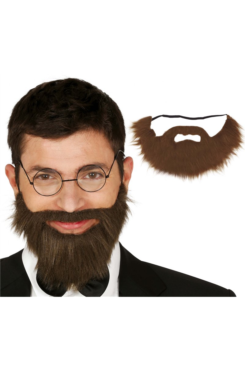 BROWN BEARD AND MOUSTACHE WITH ELASTIC G