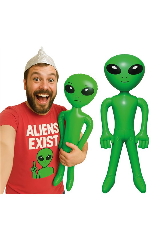 INFLATABLE GREEN ALIEN, 90 CM