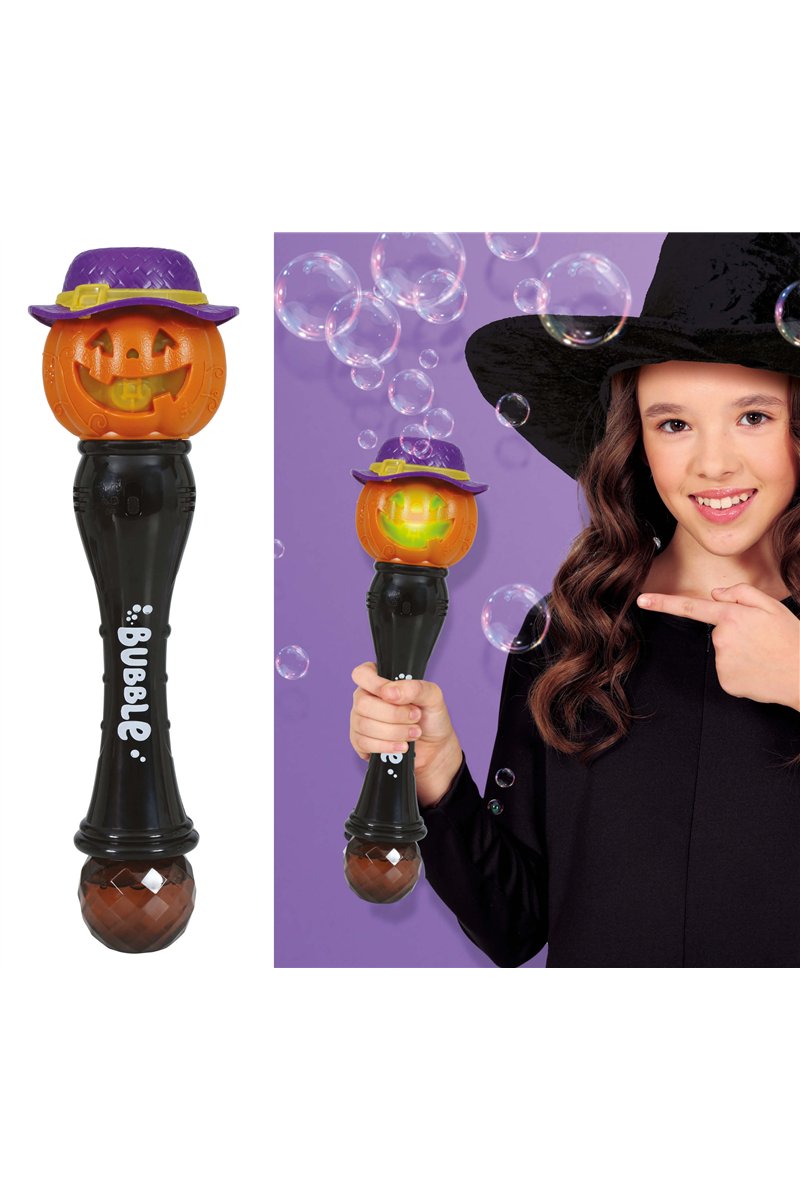 PUMPKIN WAND BUBBLES LIGHT AND SOUND, 32 CM