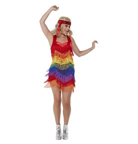 Rainbow Pride 20s Flapper Dress, Multicoloured