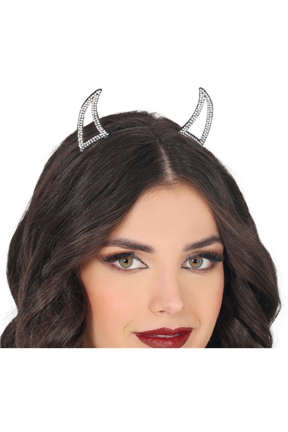 BRIGHT SILVER DEMON HEADBAND