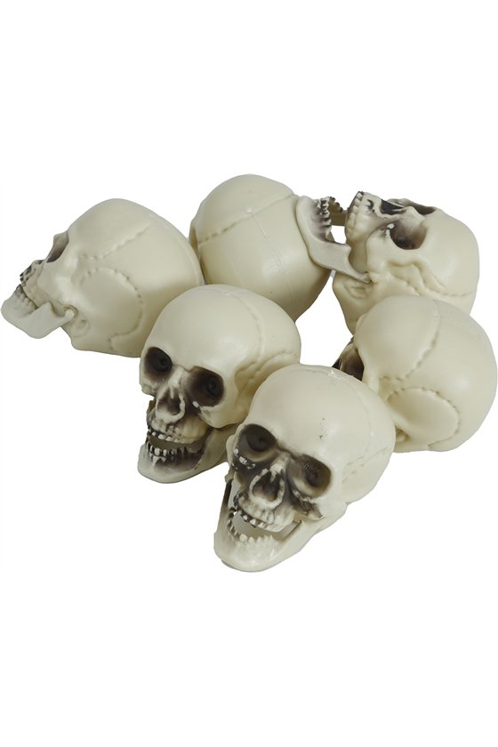 BAG OF 6 SKULLS, 6 CM