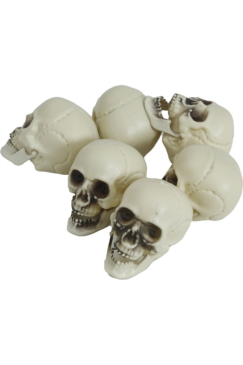 BAG OF 6 SKULLS, 6 CM