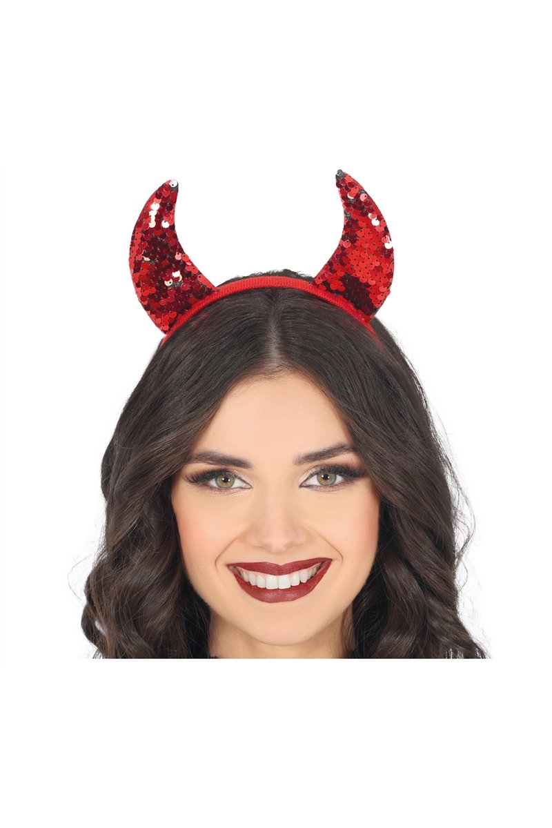 SHINY RED HORNS HEADBAND