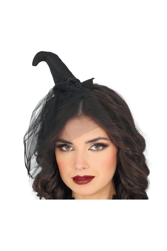 MINIHAT WITCH BLACK WITH BLACK VEIL