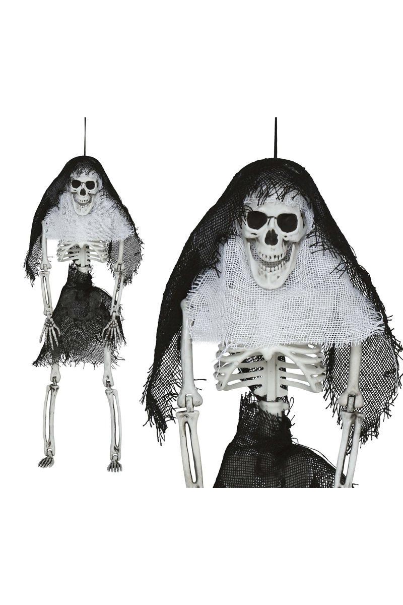 HANGING SKELETON WITH HOOD 45 CM