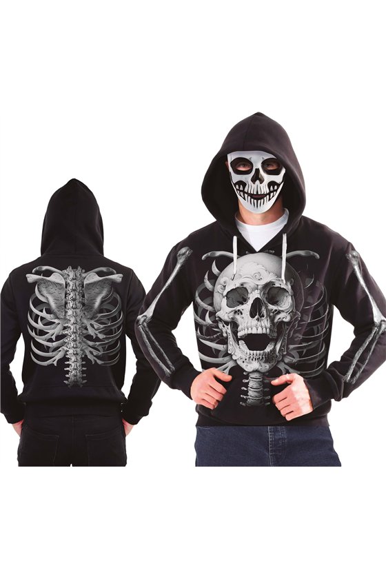 SKELETON HOODIE WITH MASK, ADULT, 52 - 54 (L)